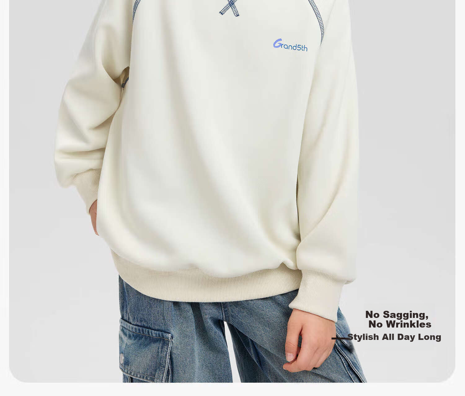 Zuo Xi Kids Boys Sweatshirt 2026 New Spring Children's Letter Graffiti Sports Top Light Gray 165 5